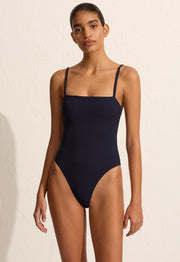 Petite Square Maillot - Navy Crinkle - Matteau